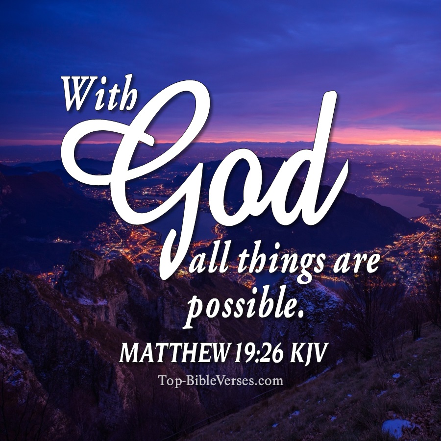 Matthew 19:26 KJV WhatsApp DP Inspirational Bible Verse Images.