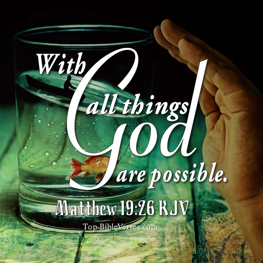 Matthew 19:26 KJV WhatsApp DP Inspirational Bible Verse Images.