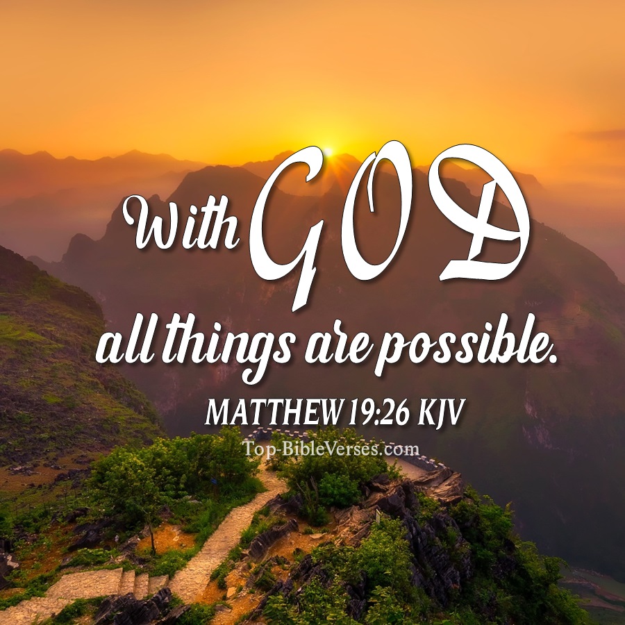 Matthew 19:26 KJV WhatsApp DP Inspirational Bible Verse Images.