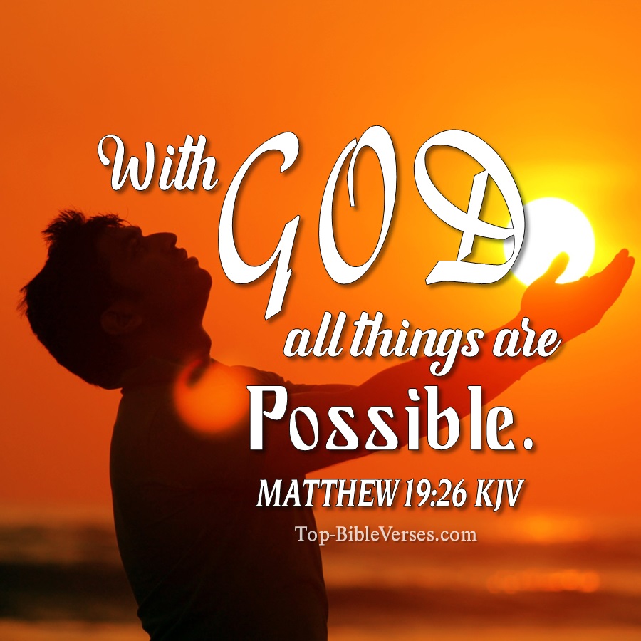 Matthew 19:26 KJV WhatsApp DP Inspirational Bible Verse Images.