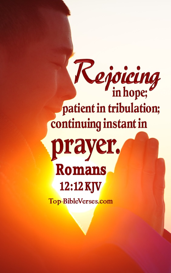 Romans 12:12 Rejoicing in hope; patient in tribulation Bible Verse Wallpaper.