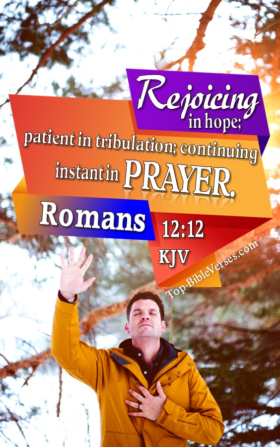 Romans 12:12 Rejoicing in hope; patient in tribulation Bible Verse Wallpaper.