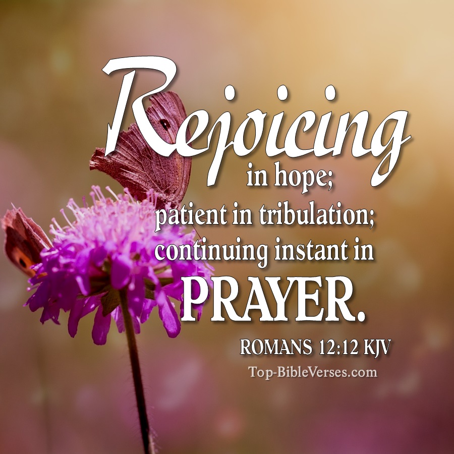 Romans 12:12 KJV WhatsApp DP Inspirational Bible Verse Images.