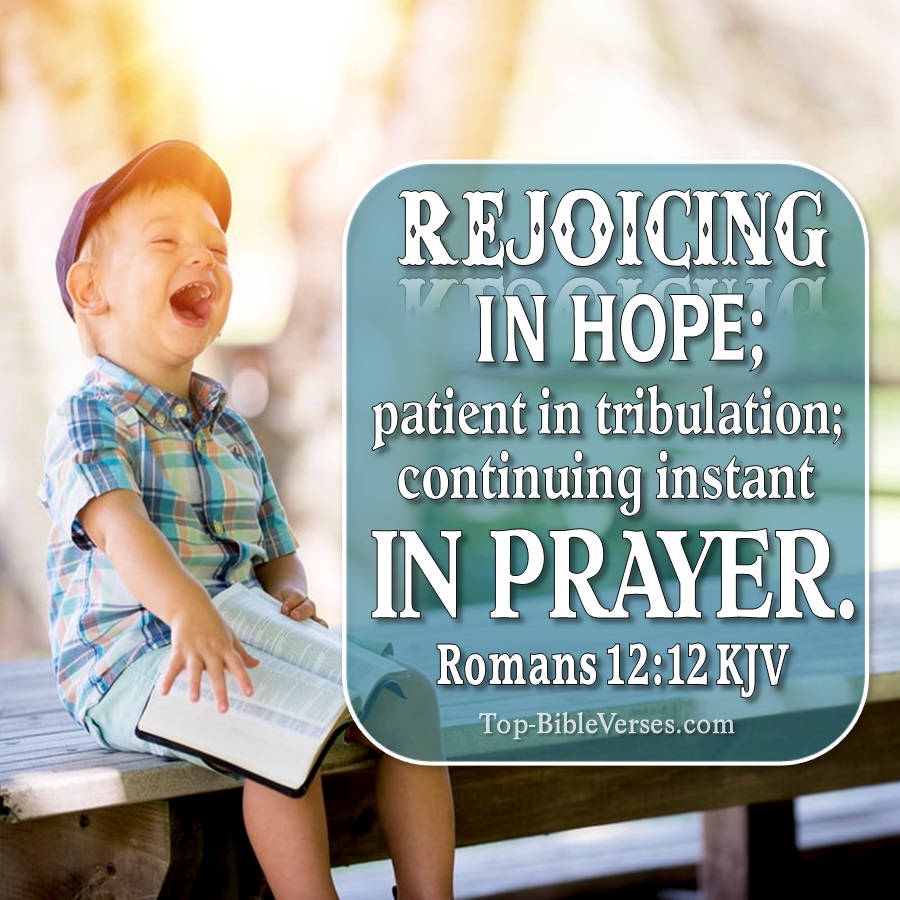 Romans 12:12 KJV WhatsApp DP Inspirational Bible Verse Images.