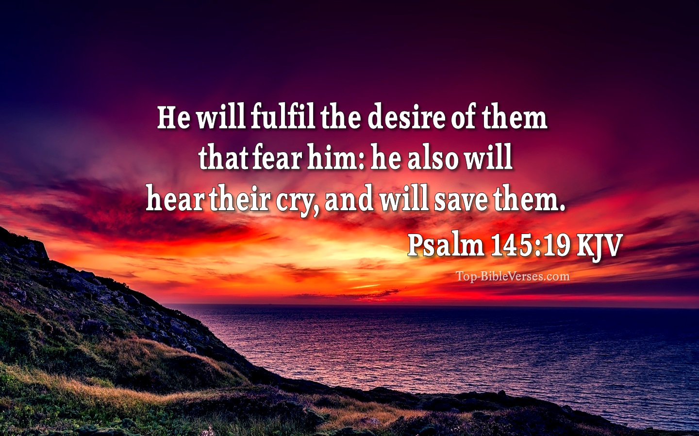 He will fulfil the desire of them that fear him: he also will hear their cry, and will save them. - Bible Verse Images
