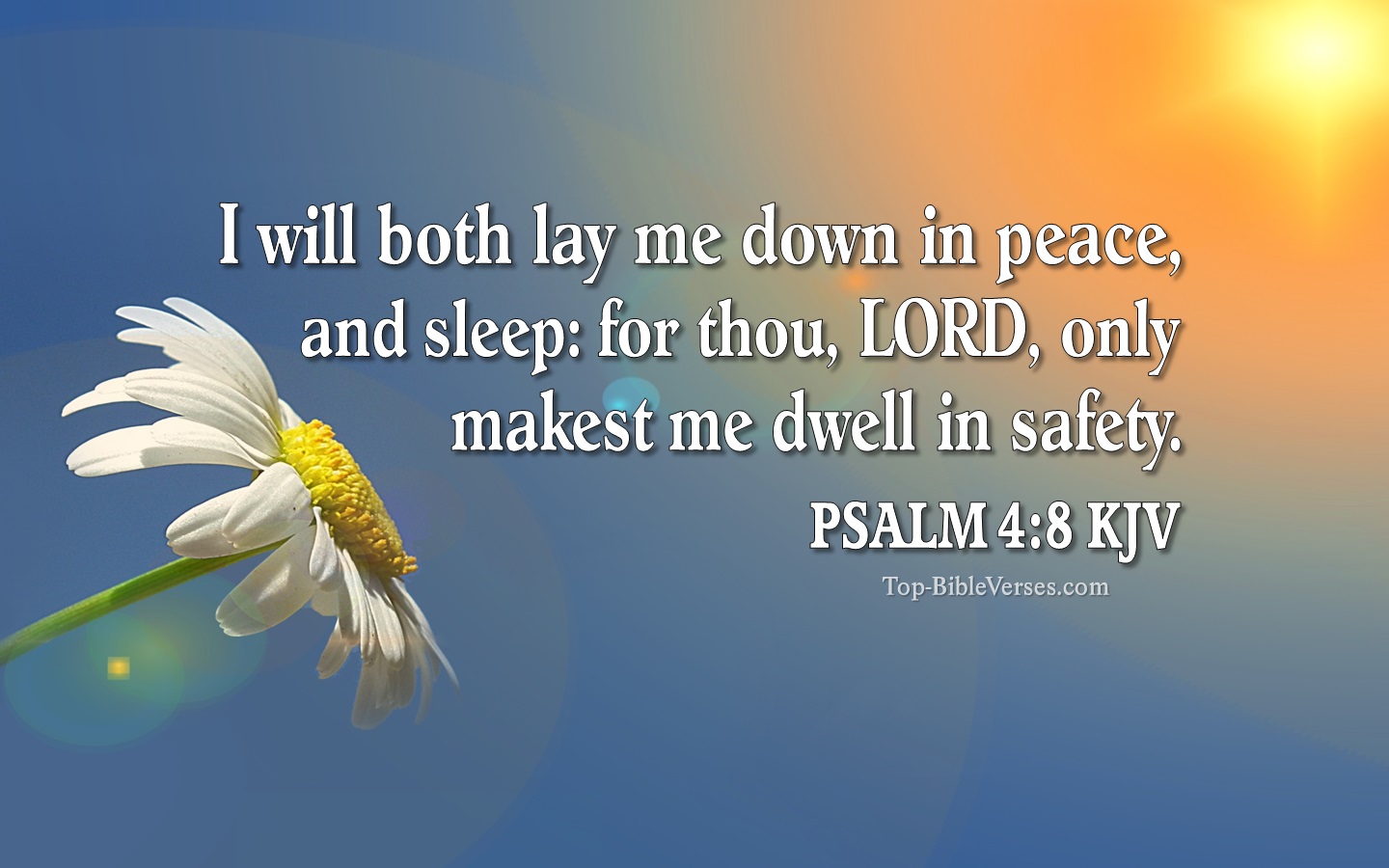 I will both lay me down in peace, and sleep: for thou, LORD, only makest me dwell in safety. - Bible Verse Images
