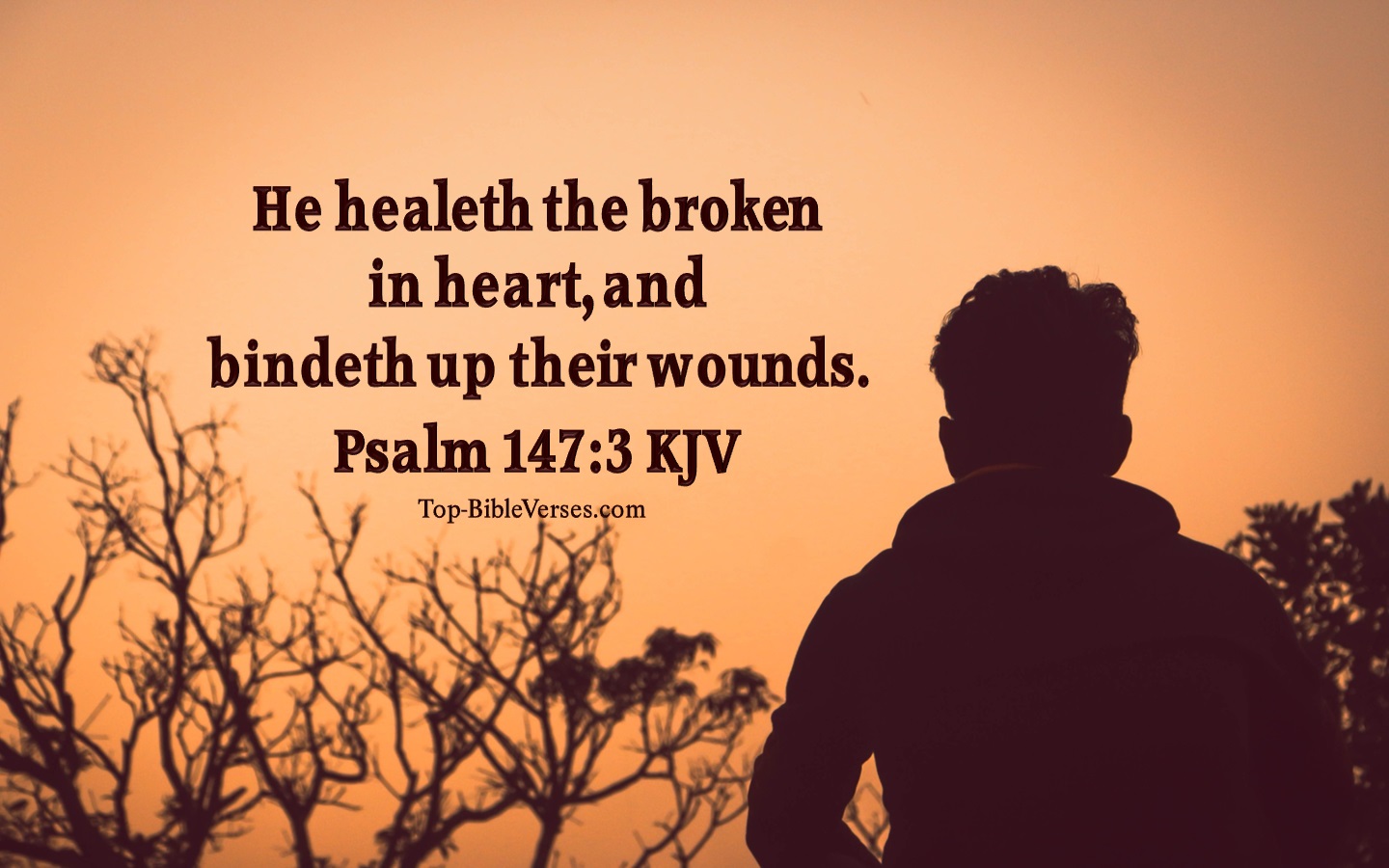 He healeth the broken in heart, and bindeth up their wounds. - Bible Verse Images
