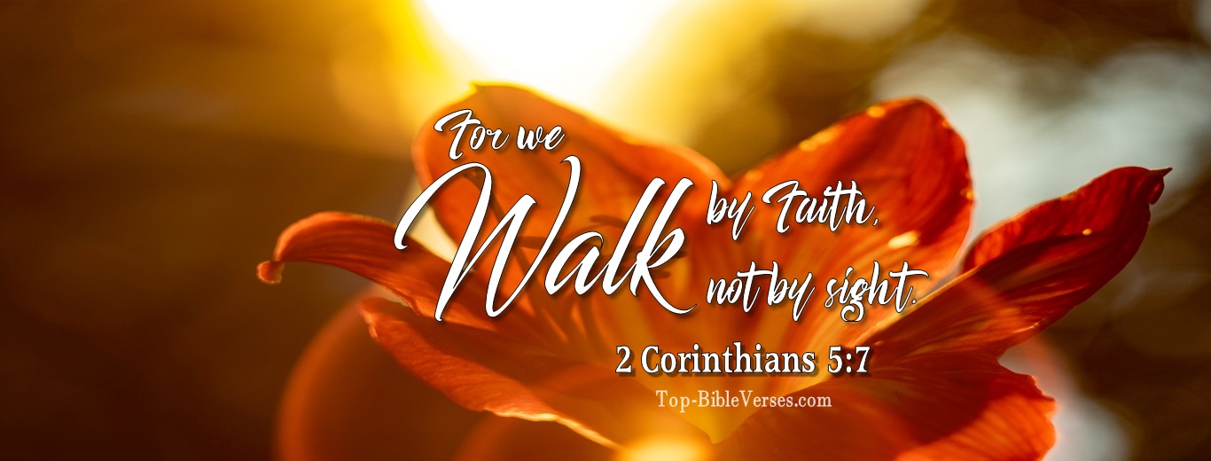 2 Corinthians 5:7. Christian Facebook Bible Verse Cover Photos. For We Walk By Faith, Not By Sight.