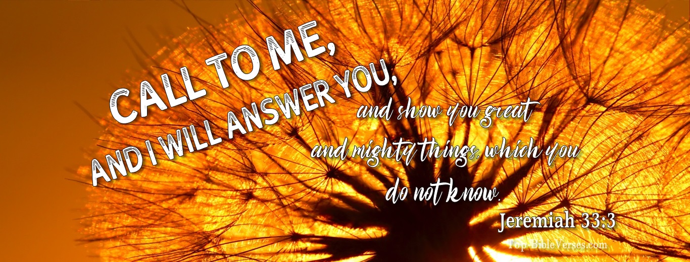 Jeremiah 33:3. Christian Facebook Bible Verse Cover Photos. Call to me and I will answer you.