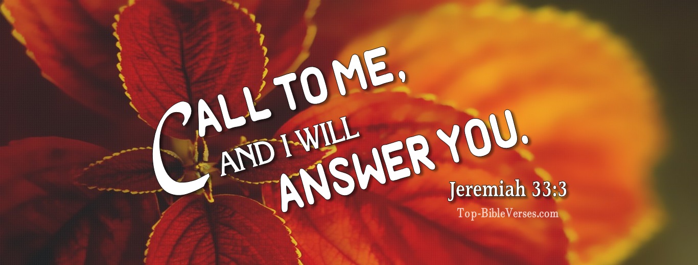 Jeremiah 33:3. Christian Facebook Bible Verse Cover Photos. Call to me and I will answer you.