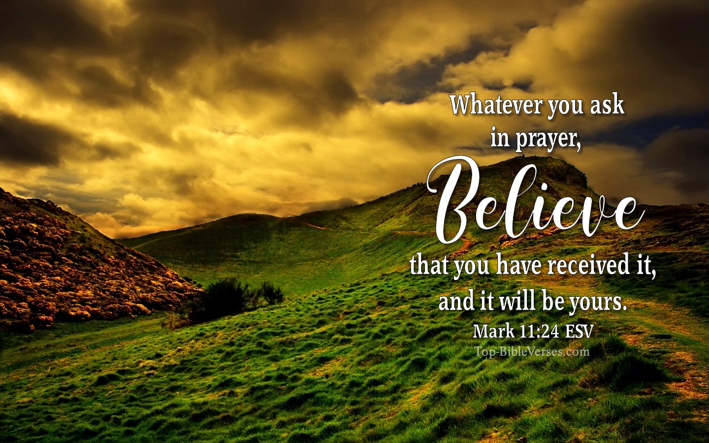 Mark 11:24 ESV Christian Bible Verse Desktop Wallpaper. Top-BibleVerses.com