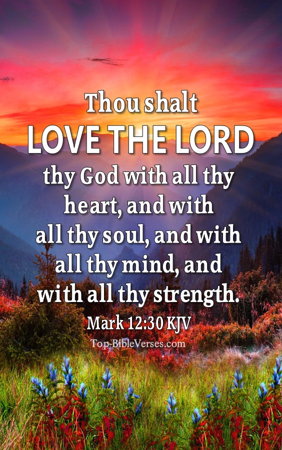 And thou shalt love the Lord thy God with all thy heart, and with all thy soul, and with all thy mind, and with all thy strength: this is the first commandment. - Bible Verse Images