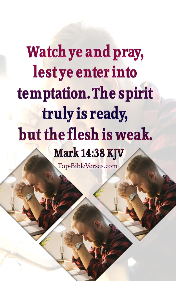Watch ye and pray, lest ye enter into temptation. The spirit truly is ready, but the flesh is weak. - Bible Verse Images