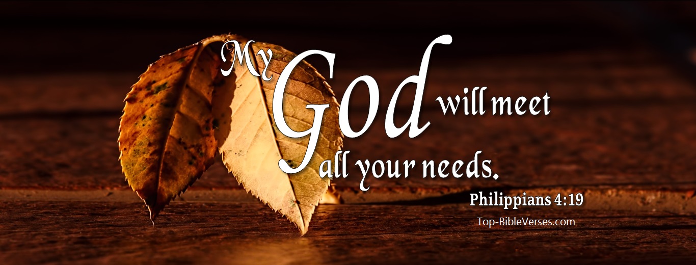 Philippians 4:19. Christian Facebook Bible Verse Cover Photos. My God Will Meet All Your Needs.