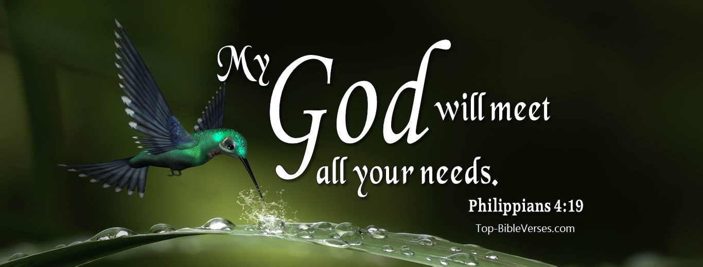 Philippians 4:19. Christian Facebook Bible Verse Cover Photos. My God Will Meet All Your Needs.