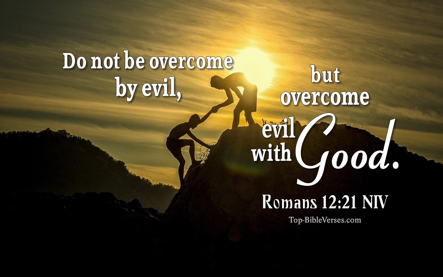 Romans 12:21 NIV Inspirational Bible Verse Images. Top-BibleVerses.com