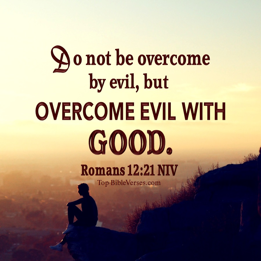 Romans 12:21 NIV WhatsApp DP Inspirational Bible Verse Images.