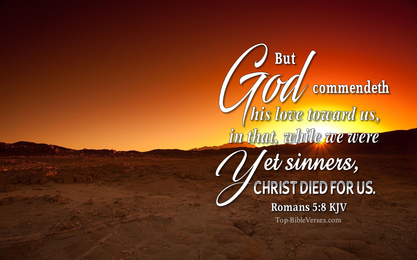 Romans 5:8 KJV Christian Bible Verse Desktop Wallpaper. Top-BibleVerses.com