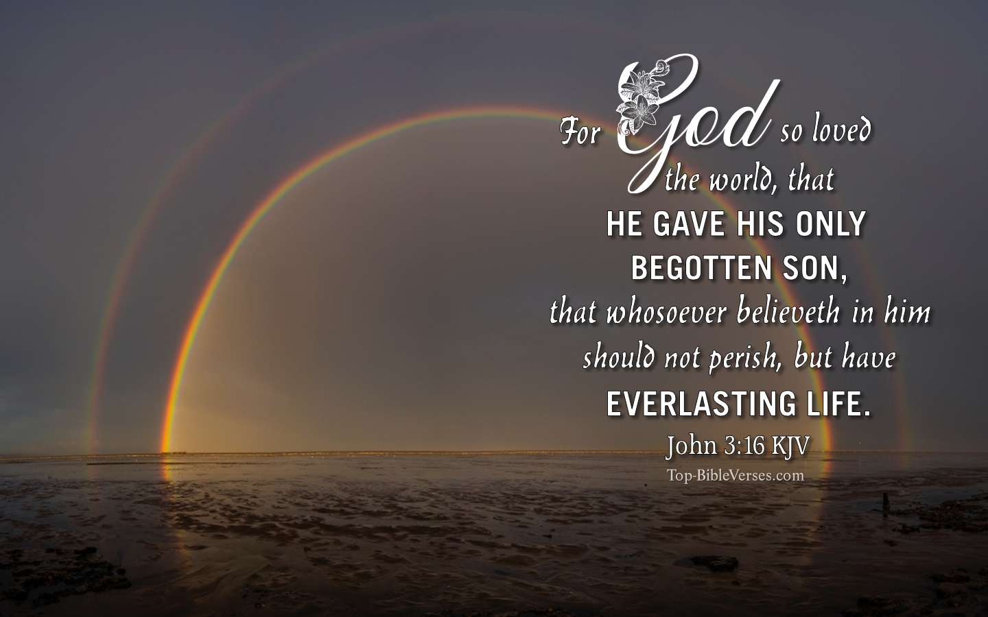 John 3:16 KJV Christian Bible Verse Desktop Wallpaper. Top-BibleVerses.com