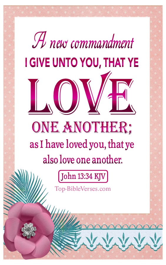 John 13:34 KJV - A new commandment I give unto you, That ye love one another; as I have loved you, that ye also love one another.