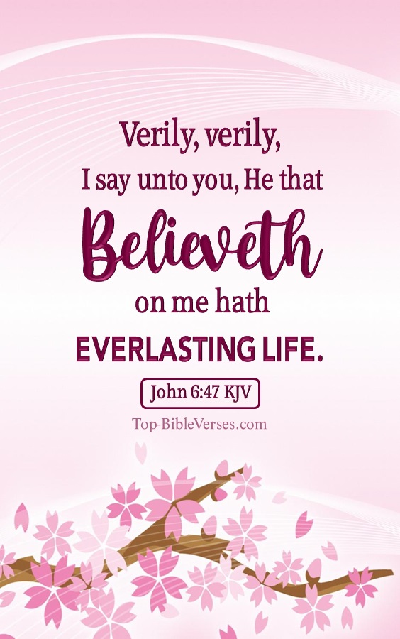 John 6:47 KJV - Verily, verily, I say unto you, He that believeth on me hath everlasting life.