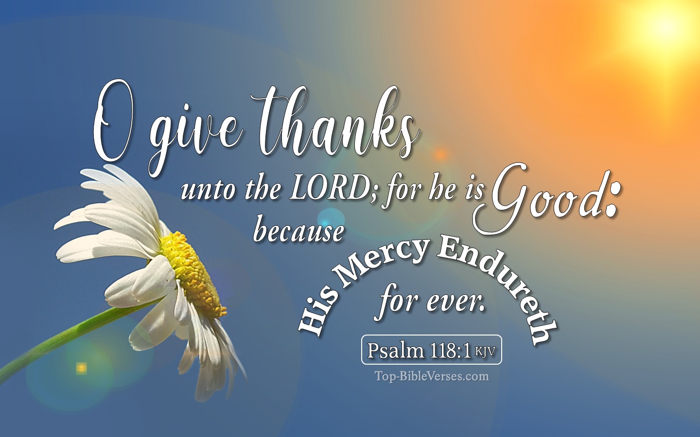 O give thanks unto the LORD; for he is good: because his mercy endureth for ever. - Bible Verse Images