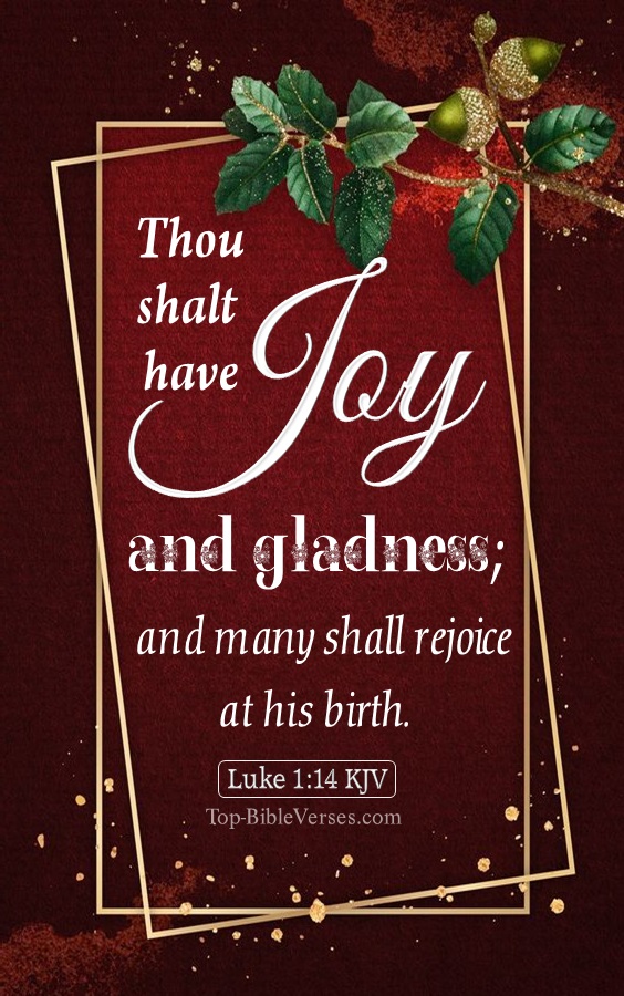 Luke 1:14 KJV - And thou shalt have joy and gladness; and many shall rejoice at his birth. Christmas Bible Verse Images. Christmas Wallpapers.