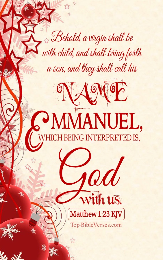 Matthew 1:23 KJV - Behold, a virgin shall be with child, and shall bring forth a son. Christmas Bible Verse Images. Christmas Wallpapers.