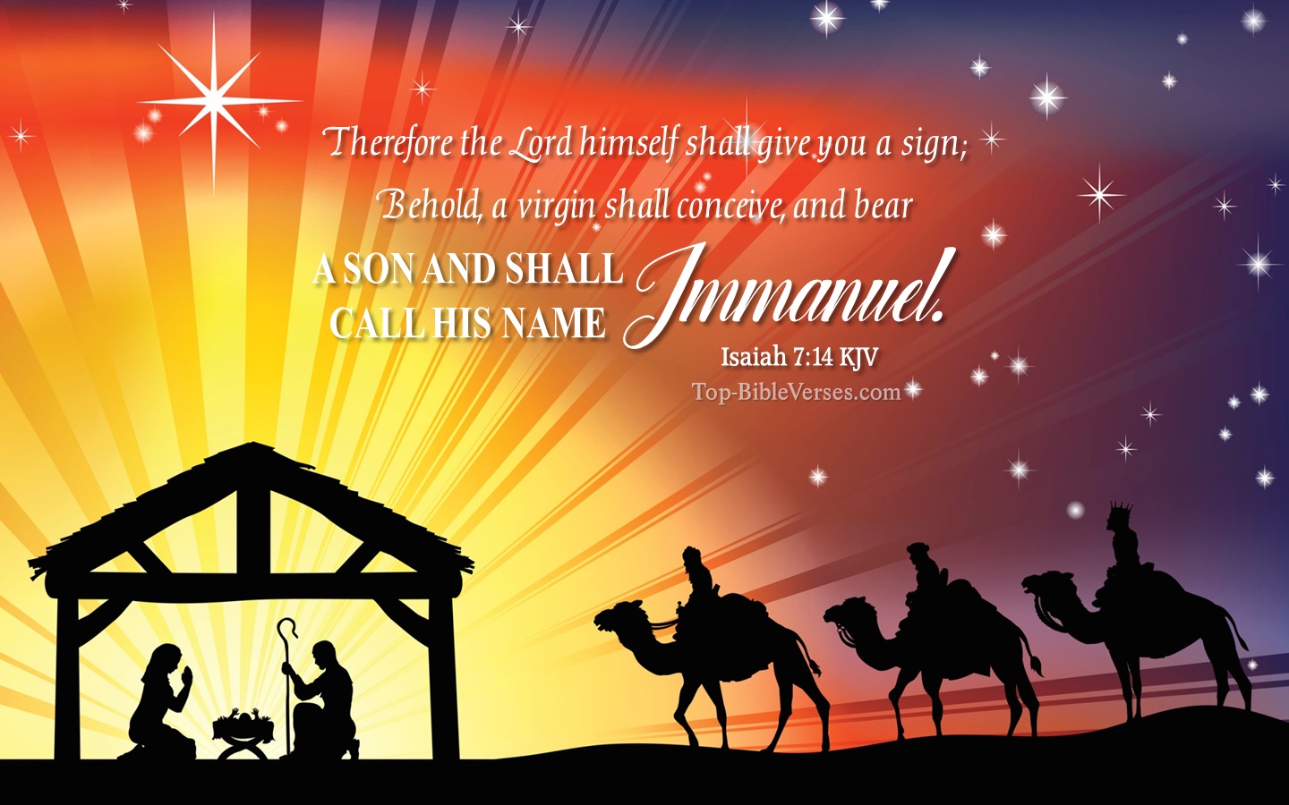 Isaiah 7:14 KJV - Behold, a virgin shall conceive, and bear a son, and shall call his name Immanuel. Christmas Bible Verse Images. Christmas Wallpapers.