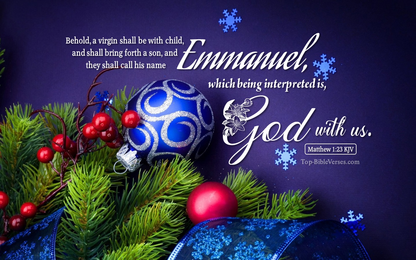 Matthew 1:23 KJV - Behold, a virgin shall be with child, and shall bring forth a son. Christmas Bible Verse Images. Christmas Wallpapers.