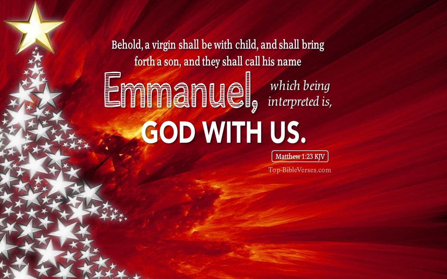 Matthew 1:23 KJV - Behold, a virgin shall be with child, and shall bring forth a son. Christmas Bible Verse Images. Christmas Wallpapers.