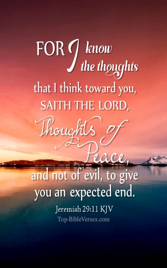 Jeremiah 29:11 - For I know the thoughts that I think toward you, saith the LORD. KJV Christian Bible Verse Mobile Wallpaper.