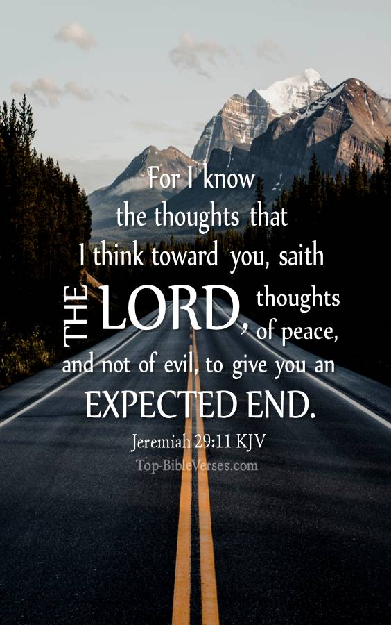 Jeremiah 29:11 - For I know the thoughts that I think toward you, saith the LORD. KJV Christian Bible Verse Mobile Wallpaper.