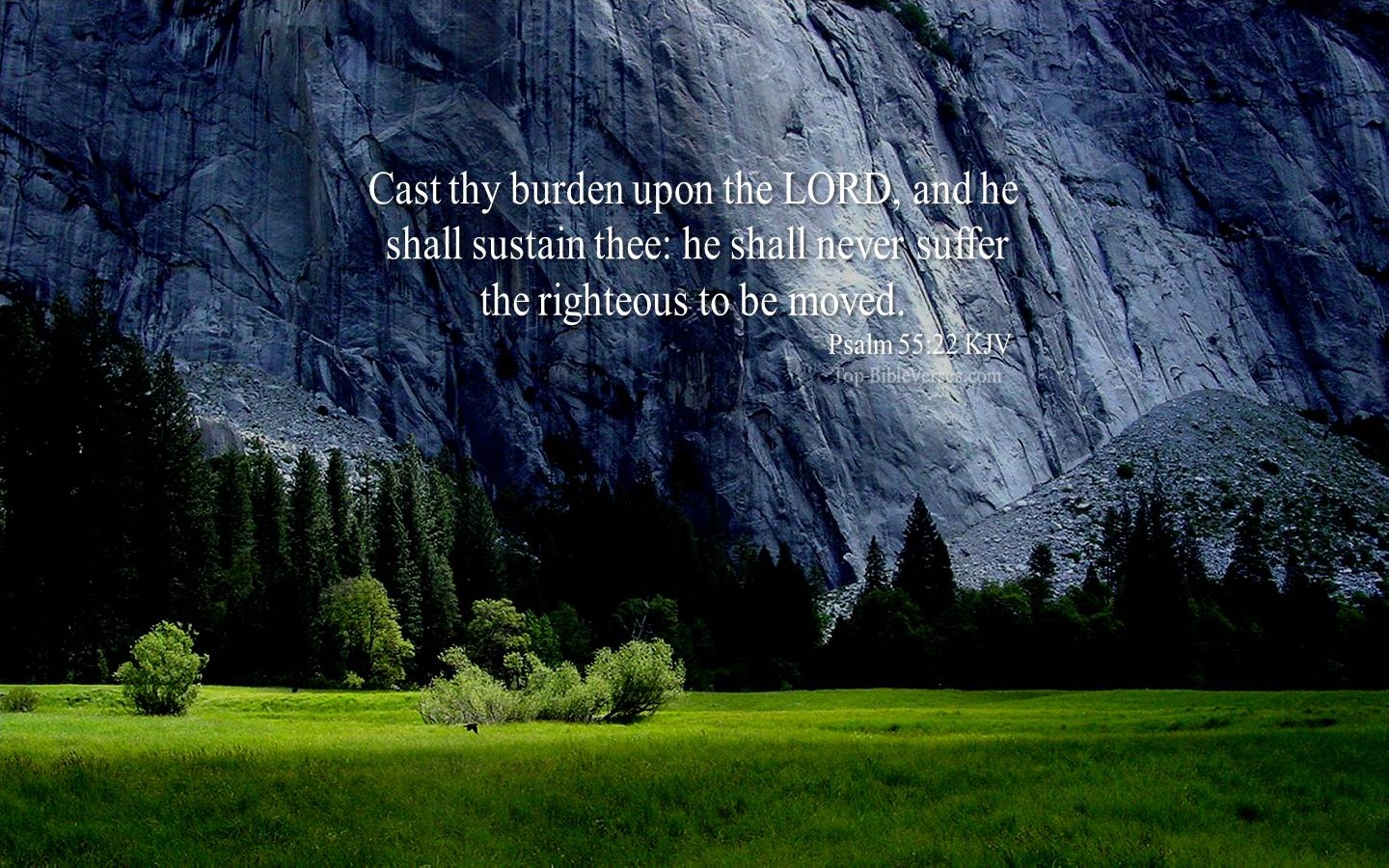 Psalm 55-22 - Cast thy burden upon the LORD, and he shall sustain thee. KJV Christian Bible Verse Desktop Wallpaper.