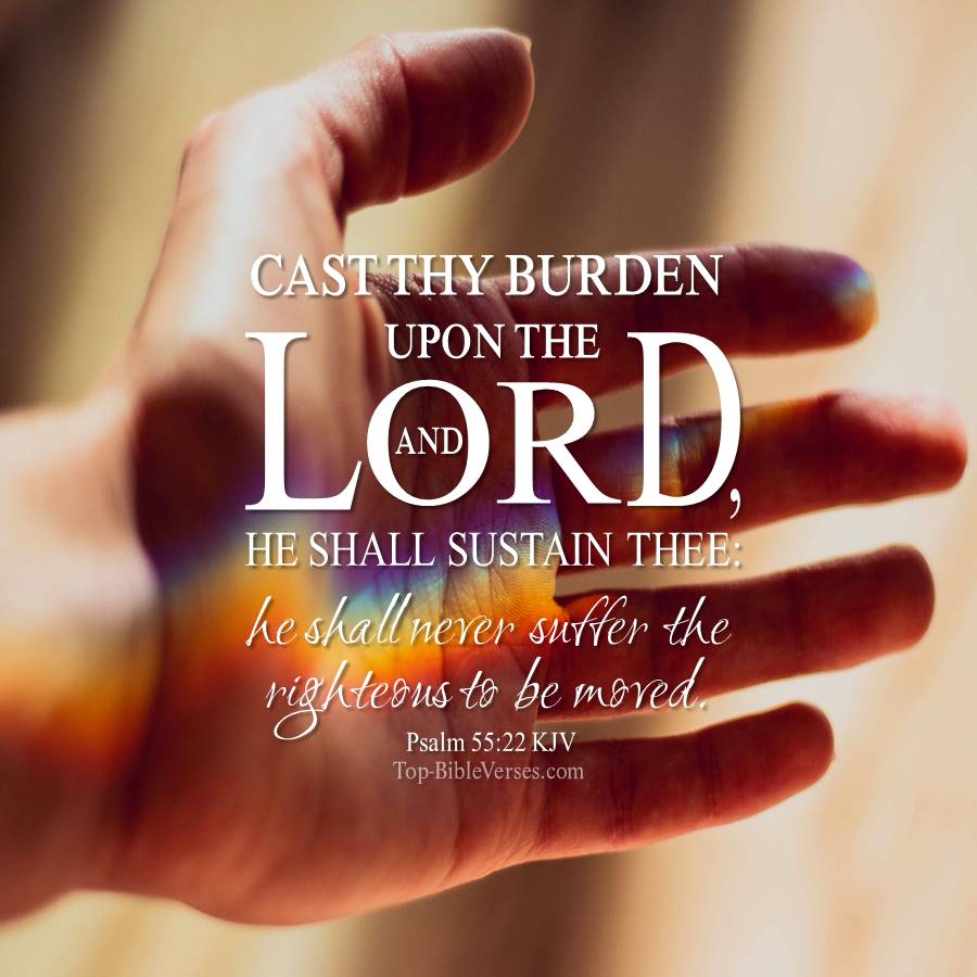 Psalm 55-22 KJV WhatsApp DP Inspirational Bible Verse Images.