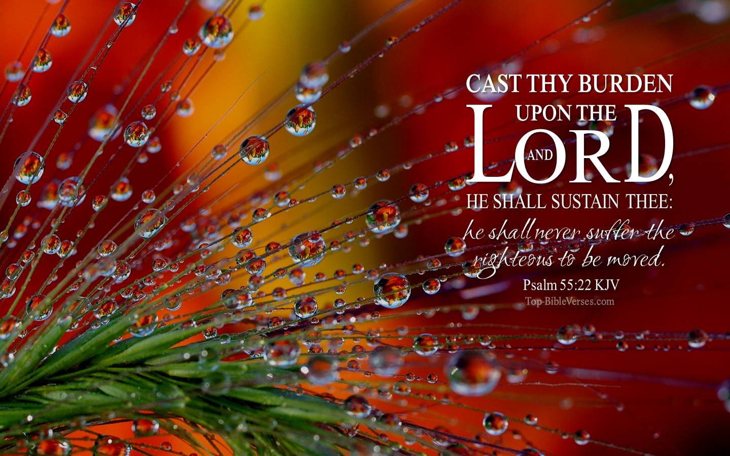 Psalm 55-22 - Cast thy burden upon the LORD, and he shall sustain thee. KJV Christian Bible Verse Desktop Wallpaper.