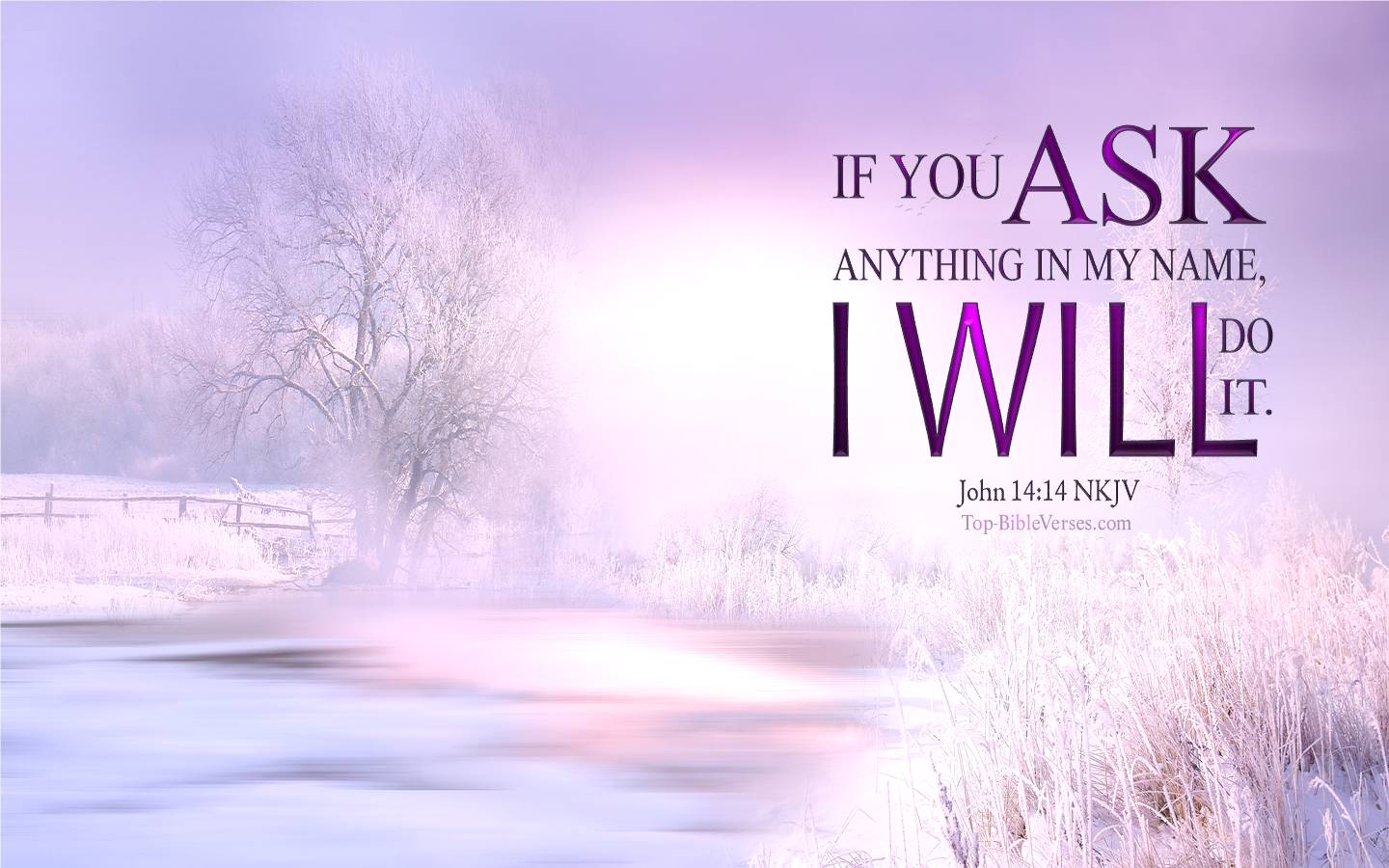 John 14-14 - If you ask anything in My name, I will do it. NKJV Christian Bible Verse Desktop Wallpaper.