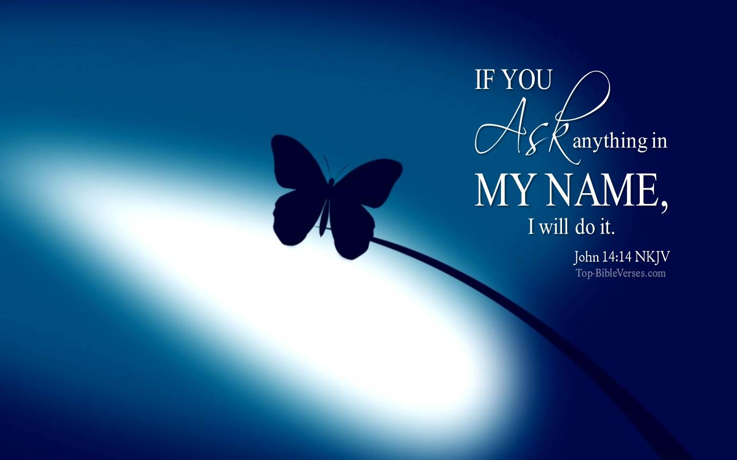 John 14-14 - If you ask anything in My name, I will do it. NKJV Christian Bible Verse Desktop Wallpaper.