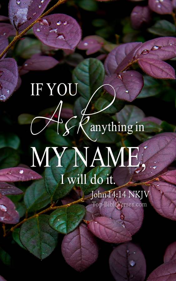John 14-14 - If you ask anything in My name, I will do it. NKJV Christian Bible Verse Mobile Wallpaper.