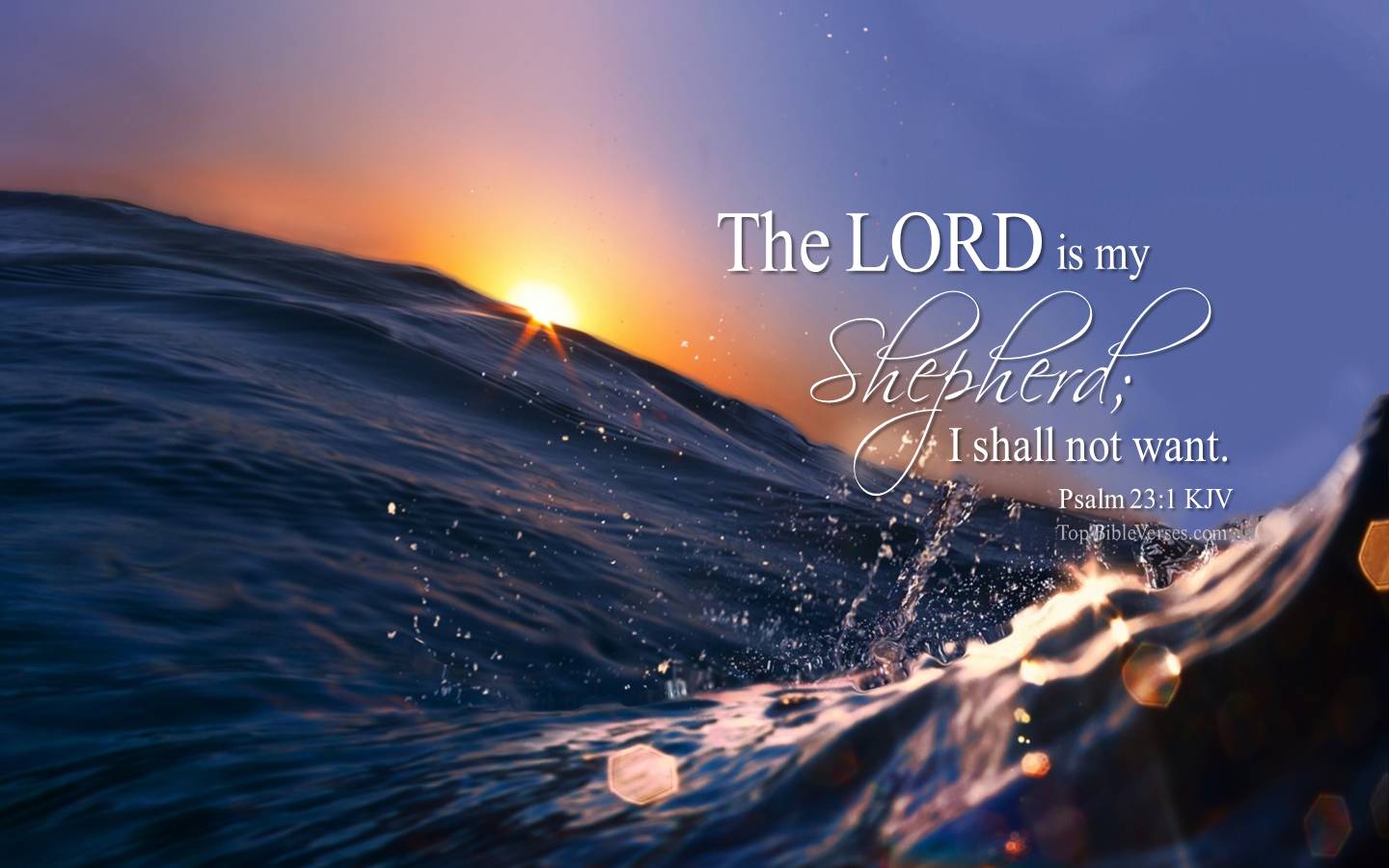 Psalm 23-1 - The LORD is my shepherd; I shall not want. KJV Christian Bible Verse Desktop Wallpaper.