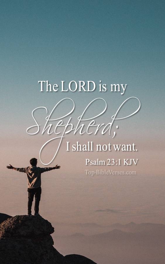 Psalm 23-1 - The LORD is my shepherd; I shall not want. KJV Christian Bible Verse Mobile Wallpaper.