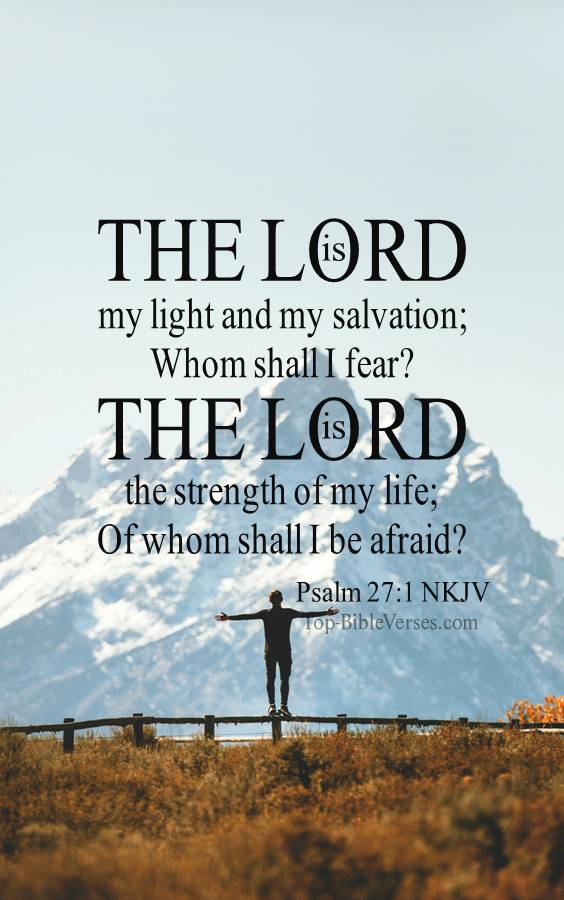 Psalm 27-1 - The Lord is my light and my salvation; Whom shall I fear? NKJV Christian Bible Verse Mobile Wallpaper.