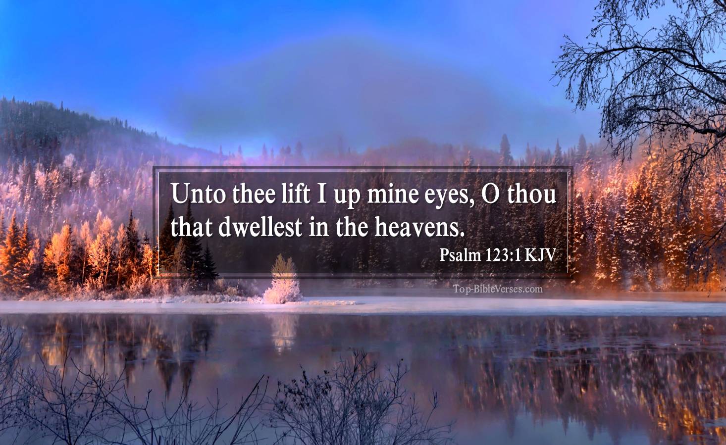 Psalm 123-1 KJV - Unto thee lift I up mine eyes, O thou that dwellest in the heavens.