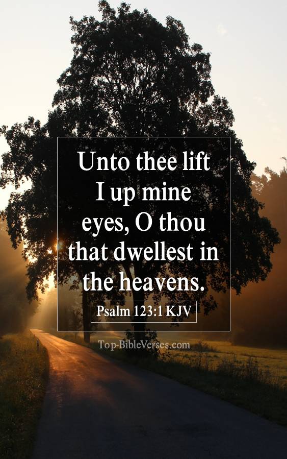 Psalm 123-1 KJV - Unto thee lift I up mine eyes, O thou that dwellest in the heavens.