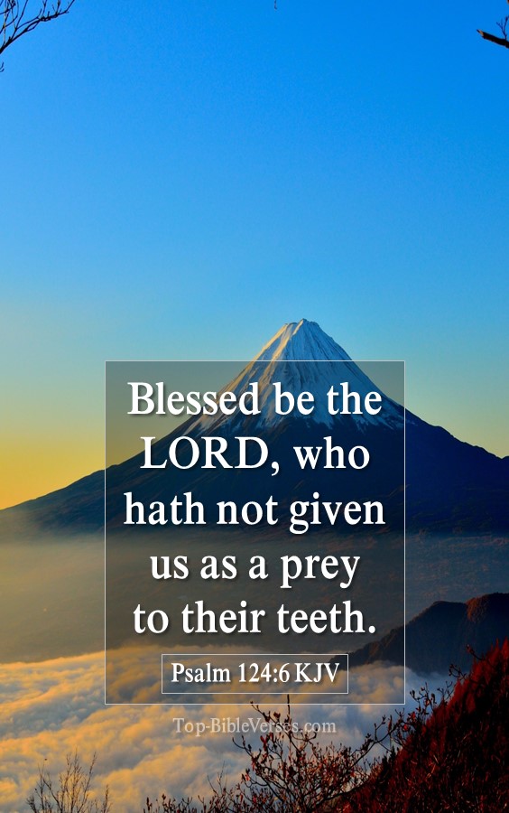 Psalm 124-6 KJV - Blessed be the LORD, who hath not given us as a prey to their teeth.