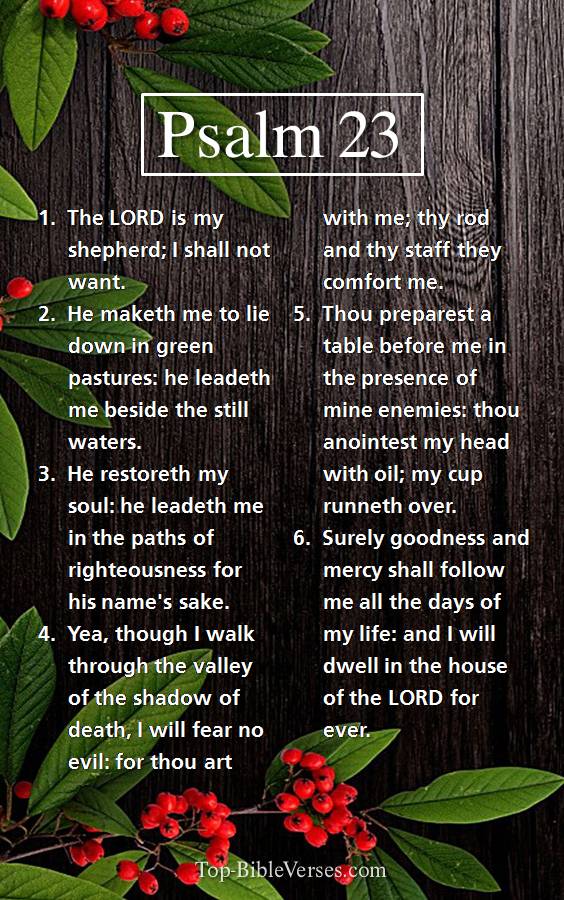 Psalm 23 KJV - The LORD is my shepherd.