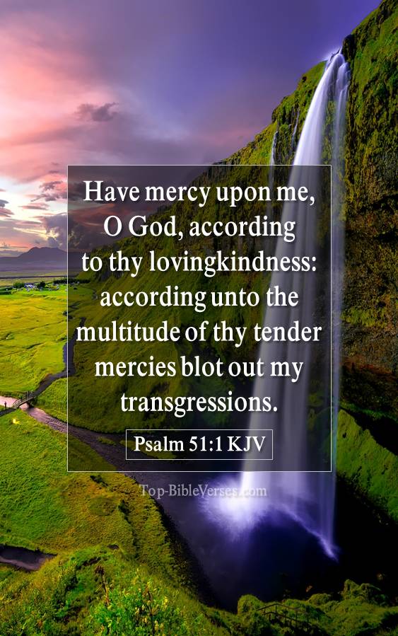 Psalm 51-1 KJV - Have mercy upon me, O God, according to thy lovingkindness: according unto the multitude of thy tender mercies blot out my transgressions.