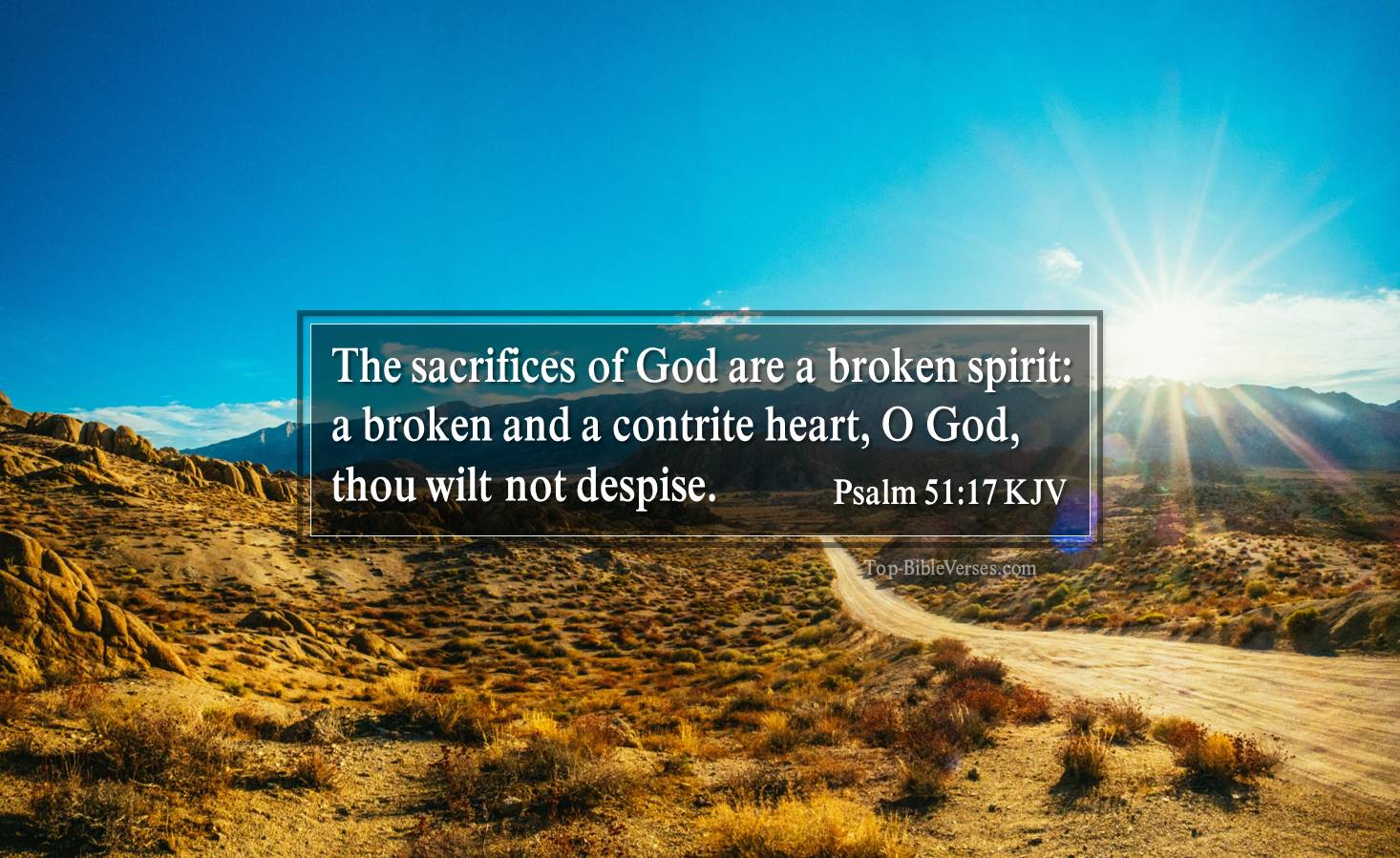 Psalm 51-17 KJV - The sacrifices of God are a broken spirit: a broken and a contrite heart, O God, thou wilt not despise.