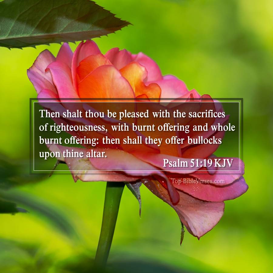 Psalm 51-19 KJV - Then shalt thou be pleased with the sacrifices of righteousness, with burnt offering and whole burnt offering: then shall they offer bullocks upon thine altar.