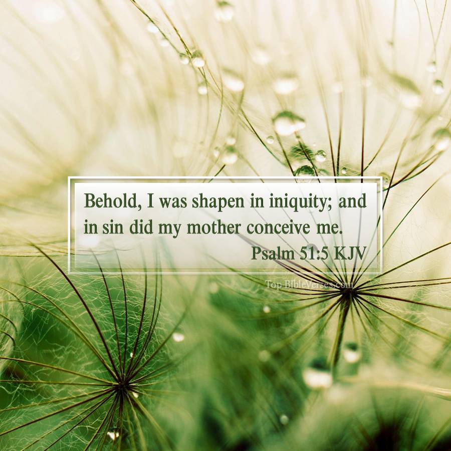 Psalm 51-5 KJV - Behold, I was shapen in iniquity; and in sin did my mother conceive me.